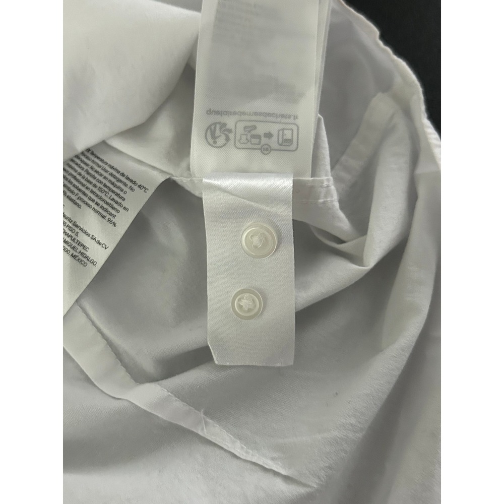 HM Muscle Fit Shirt Small White Grandad Band Collar Long Sleeve Button Up 1494 - Picture 11 of 13